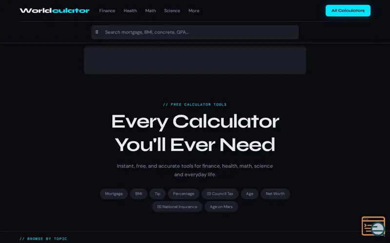 Screenshot of Worldculator