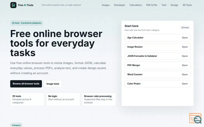 Screenshot of Free AI Tools