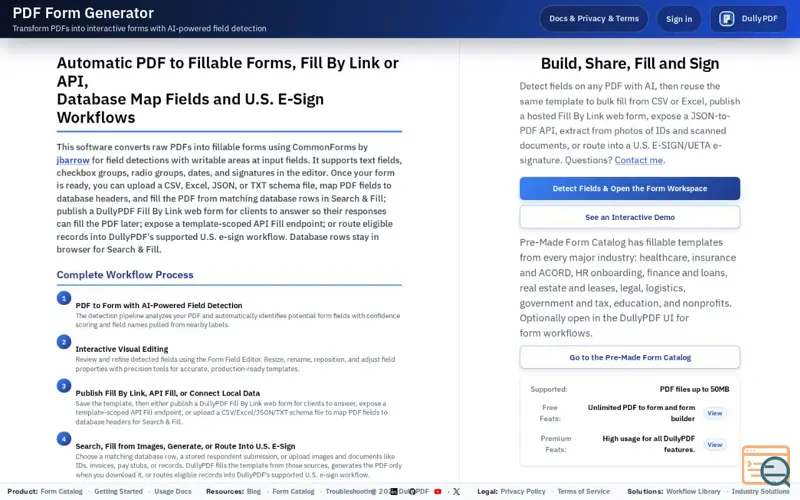 Screenshot of DullyPDF | Fillable Form Automation
