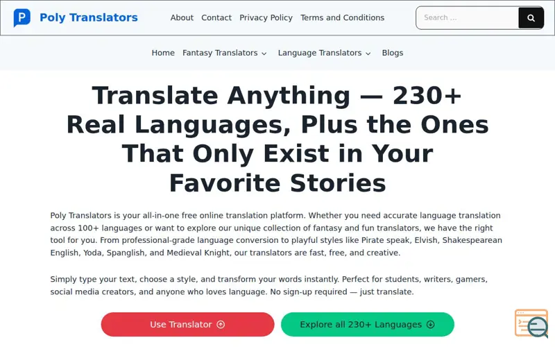 Screenshot of Poly Translators