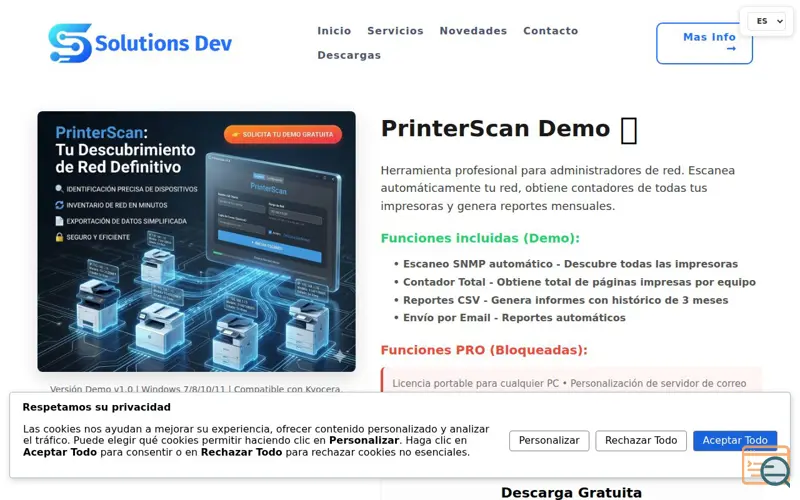 Screenshot of PrinterScan