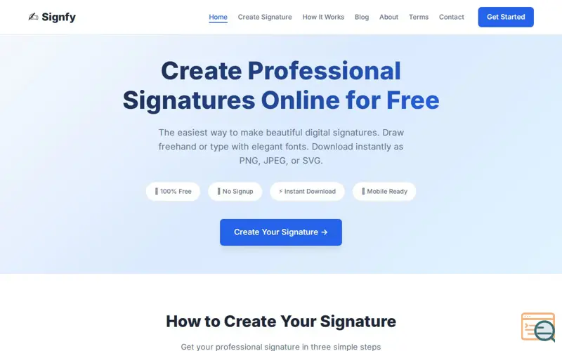 Screenshot of Signfy