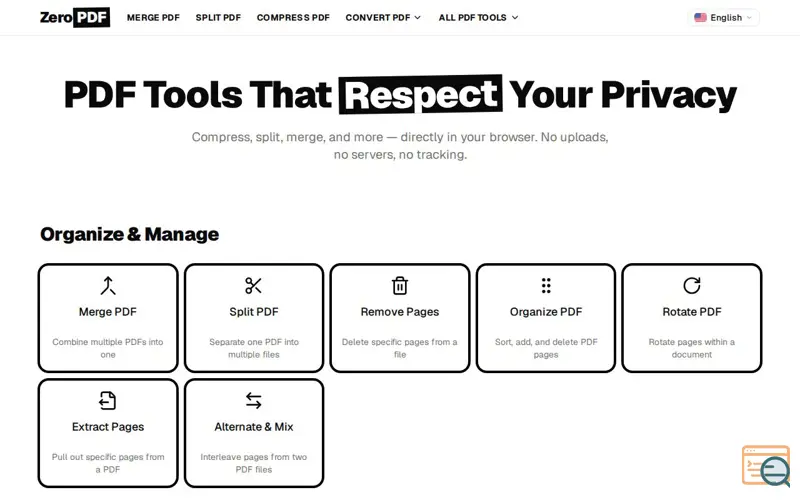 Screenshot of ZeroPDF