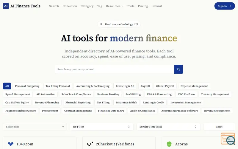 Screenshot of AI Finance Tools