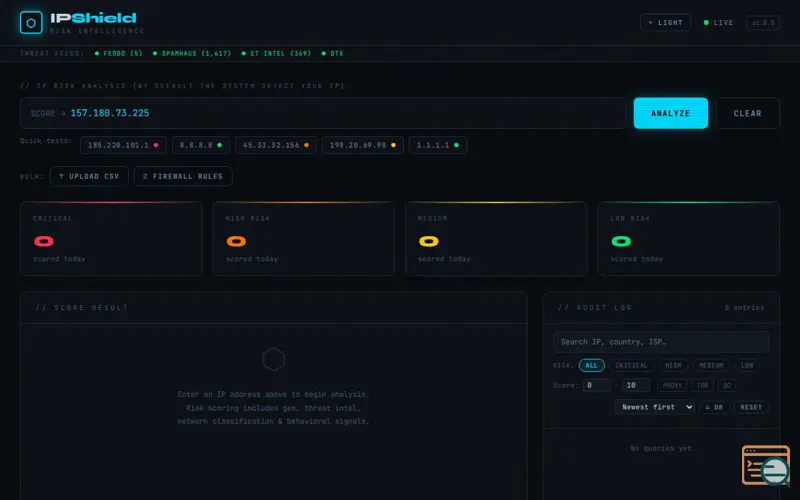 Screenshot of IPshield 