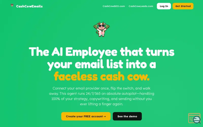 Screenshot of CashCowEmails.com