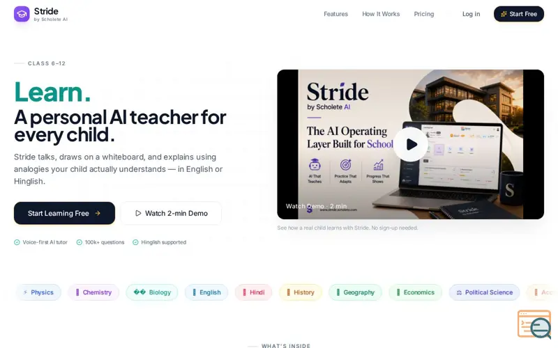Screenshot of Stride by Scholete AI