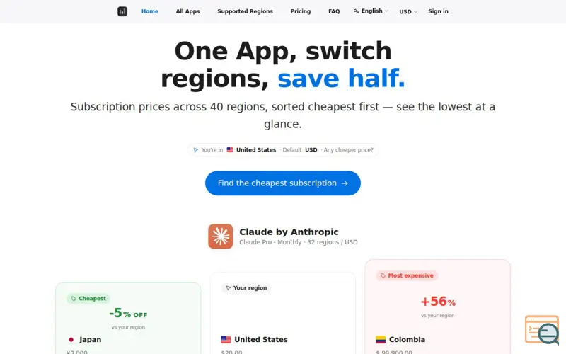 Screenshot of Lowest App Price, a launch using Vibeloft