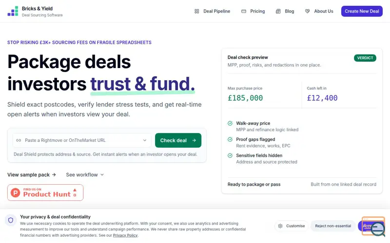 Screenshot of Bricks & Yield, a launch using Google Cloud Storage