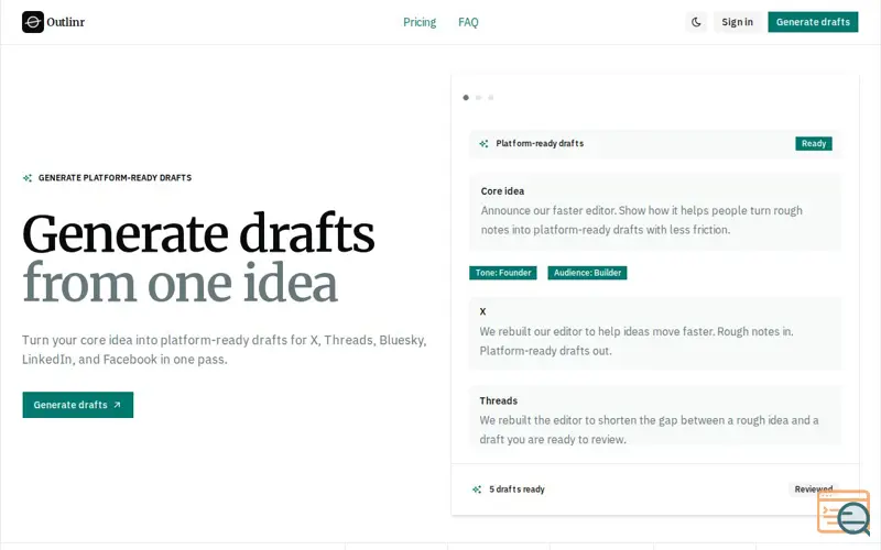 Screenshot of Outlinr