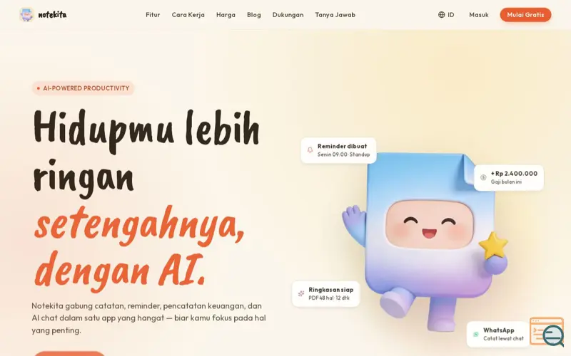 Screenshot of Notekita, a launch using Midtrans