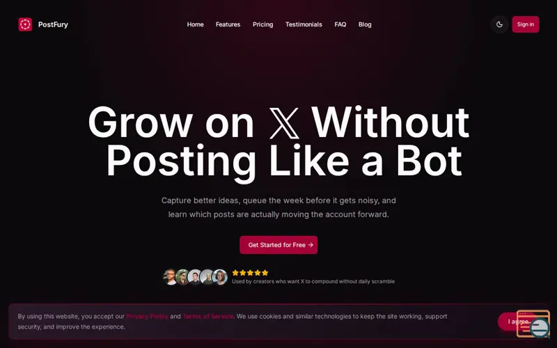 Screenshot of PostFury | Grow on X Without Posting Like a Bot