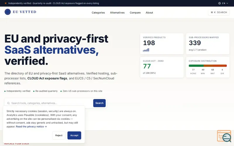 Screenshot of EU Vetted
