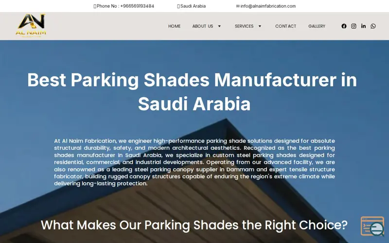Screenshot of Al Naim Fabrication : car parking shades