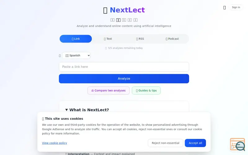 Screenshot of NextLect