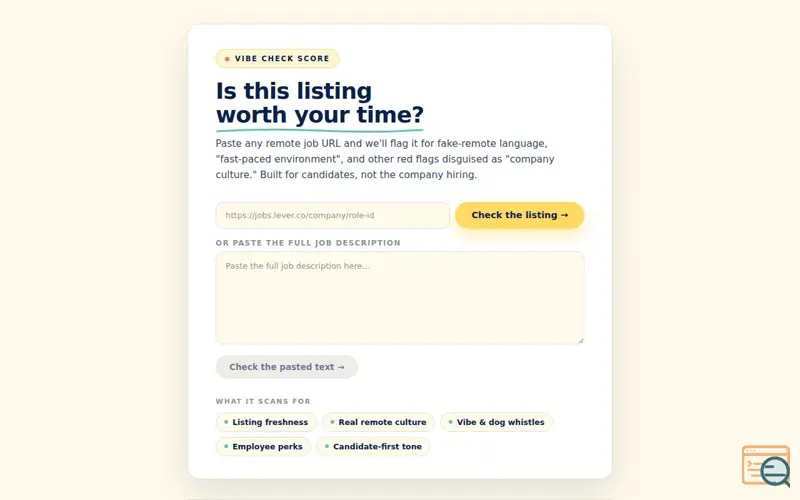 Screenshot of Job Listing Red Flag Detector 