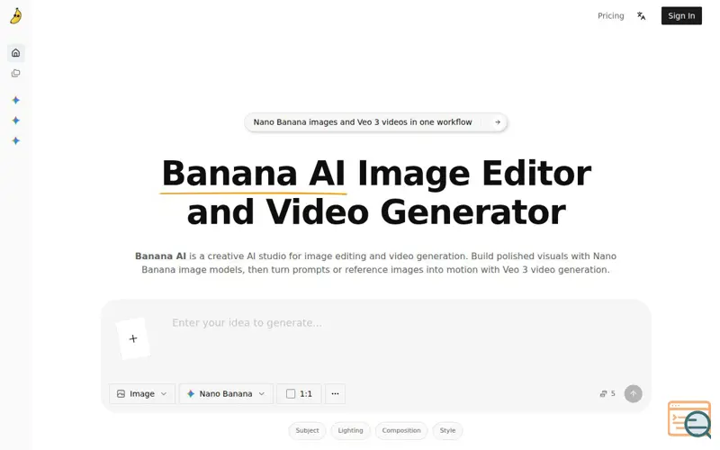 Screenshot of Banana AI, a launch using AI Agents Directory
