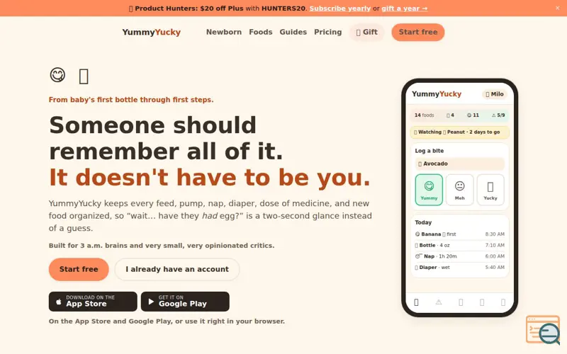 Screenshot of YummyYucky