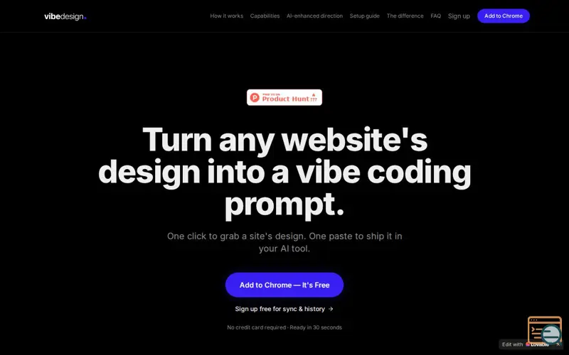 Screenshot of VibeDesign