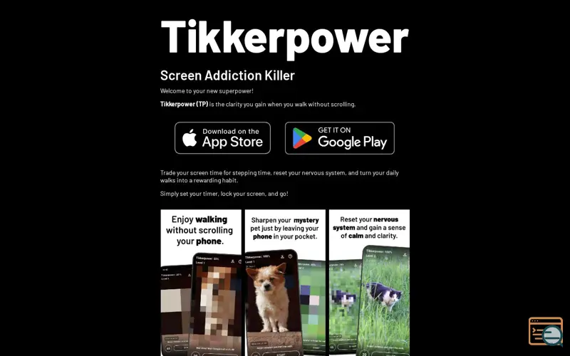 Screenshot of Tikkerpower, a launch using Zone.ee Email