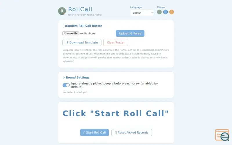 Screenshot of RollCall