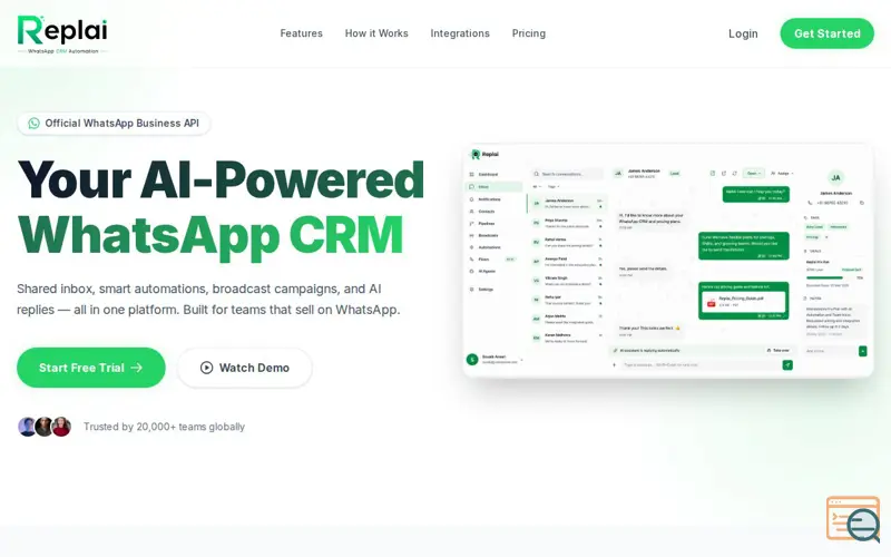Screenshot of Replai AI — AI-powered WhatsApp CRM