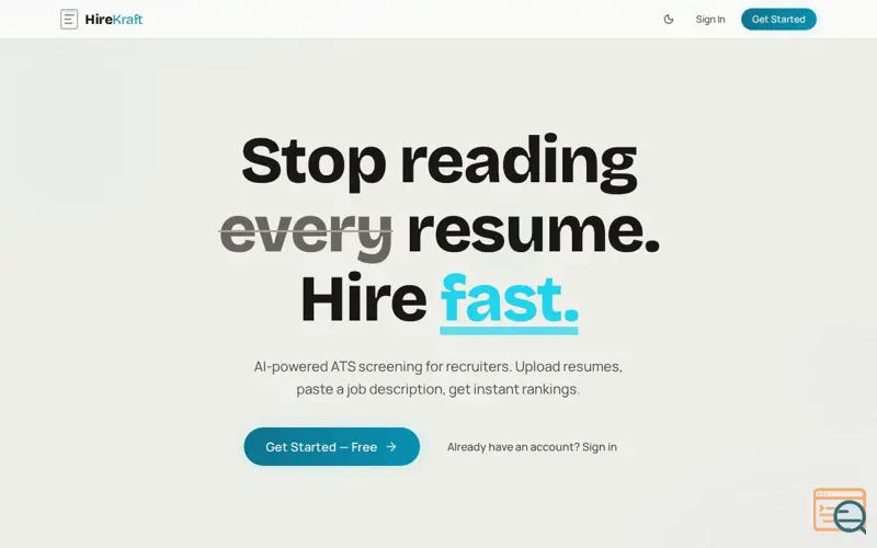 Screenshot of HireKraft