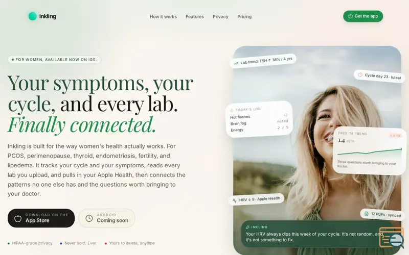 Screenshot of Inkling: Women's Health, Understood
