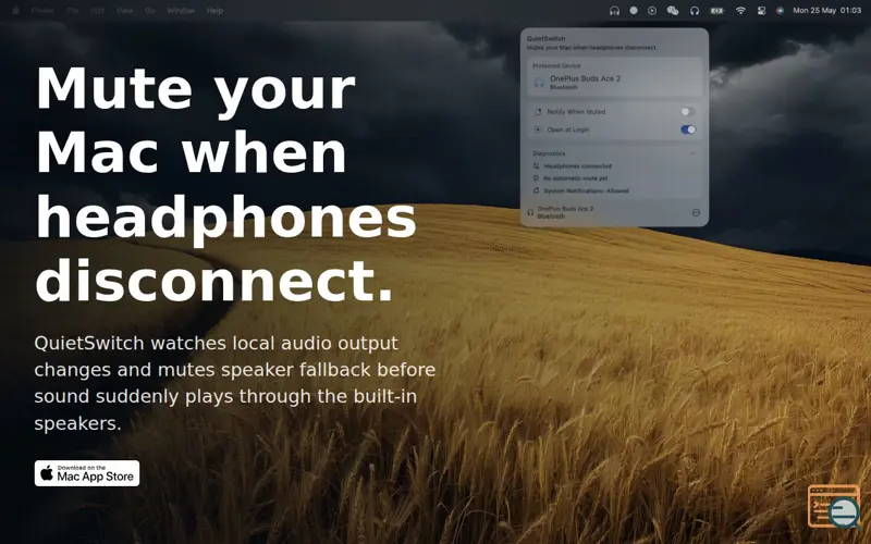 Screenshot of QuietSwitch