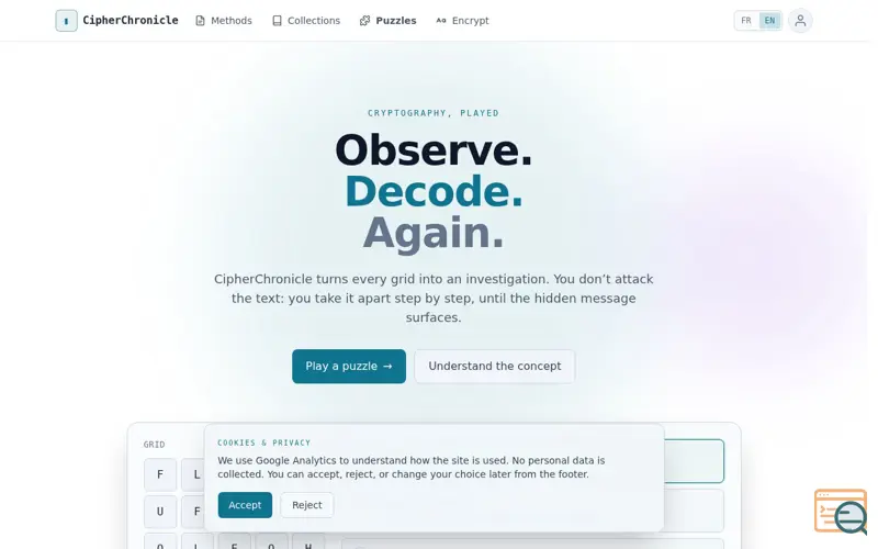 Screenshot of CipherChronicle