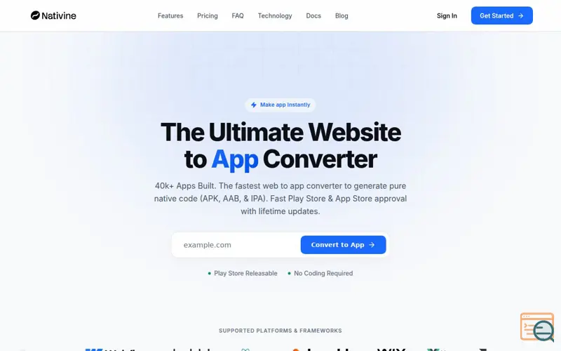 Screenshot of Website to App Converter | Convert Web to APK & IPA - Nativine
