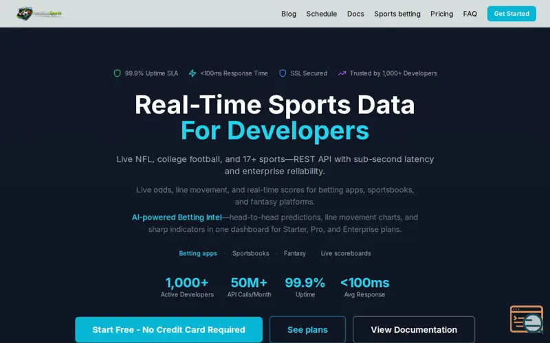 Screenshot of Realtime Sports API