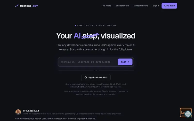 Screenshot of BlameAI