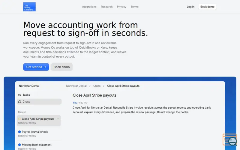 Screenshot of MoneyCo