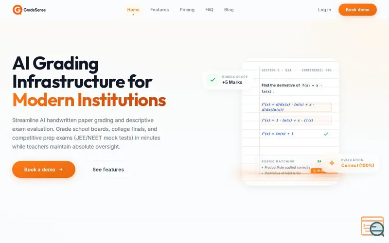 Screenshot of GradeSense