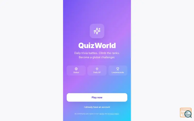 Screenshot of QuizWorld