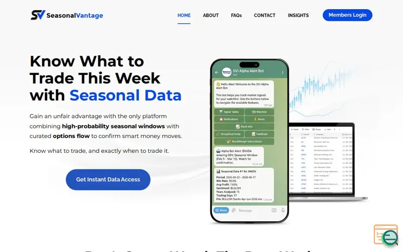 Screenshot of SeasonalVantage