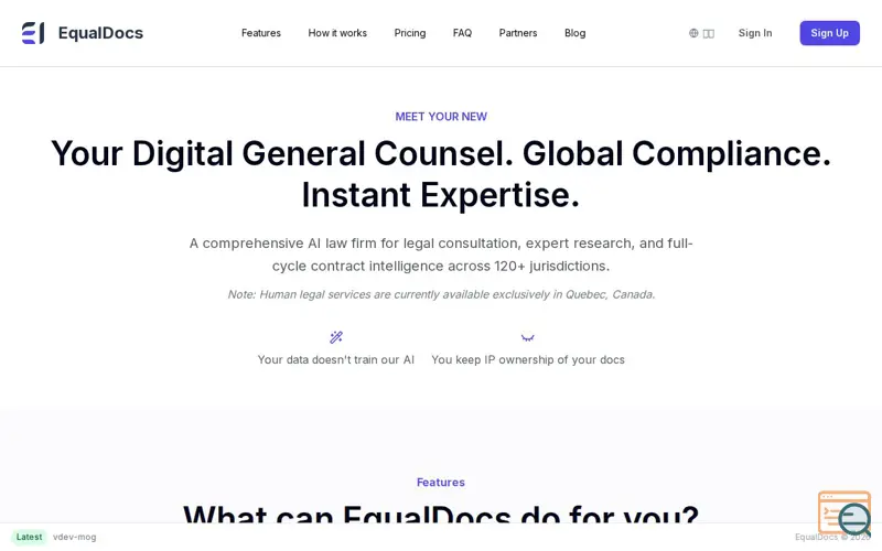 Screenshot of EqualDocs AI