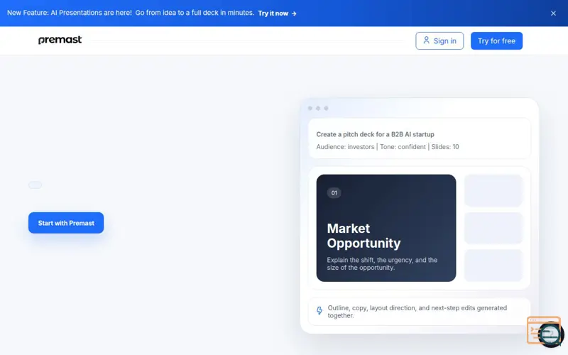 Screenshot of Premast ai 