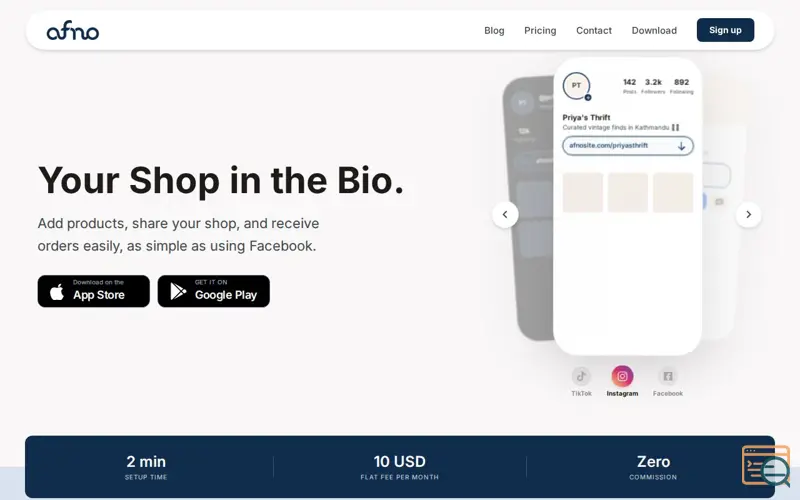 Screenshot of Afno Site