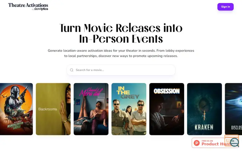 Screenshot of Theatre Activations by Showlytics