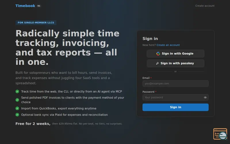 Screenshot of Timebook