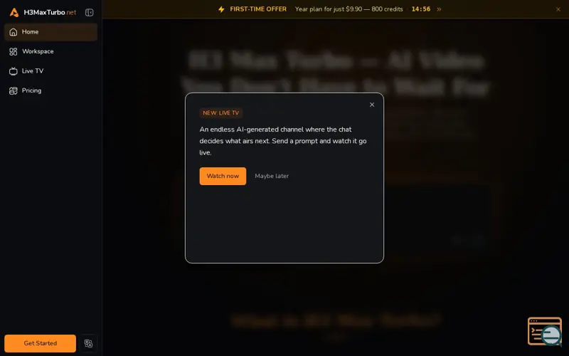 Screenshot of H3 Max Turbo, a launch using AI Agents Directory