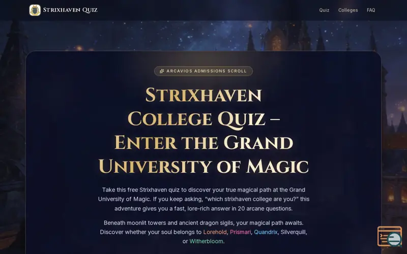 Screenshot of Strixhaven College Quiz
