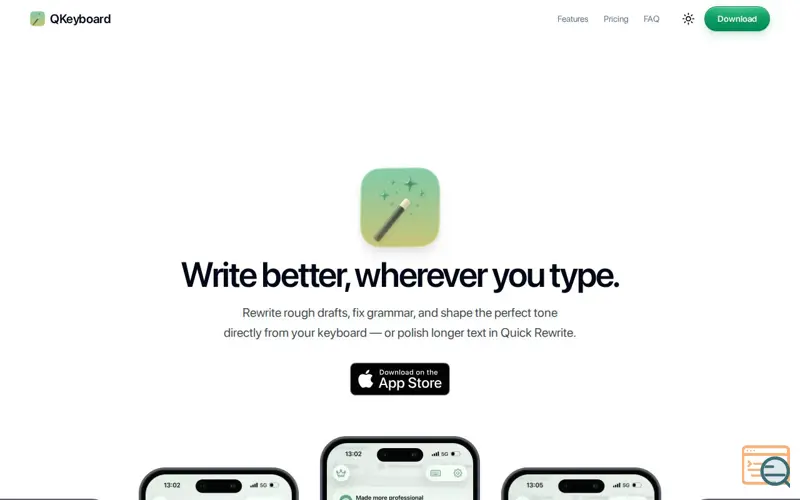 Screenshot of QKeyboard — Write better, wherever you type.