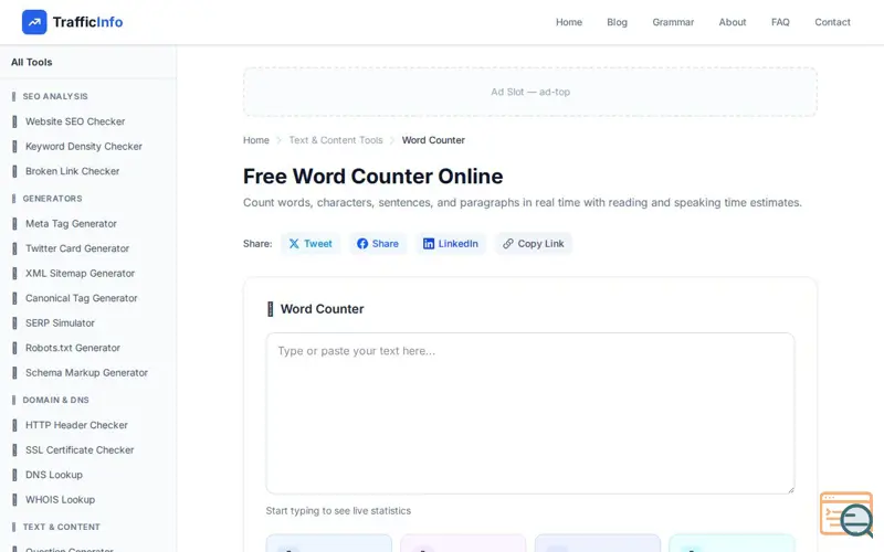 Screenshot of Free Word Counter Online