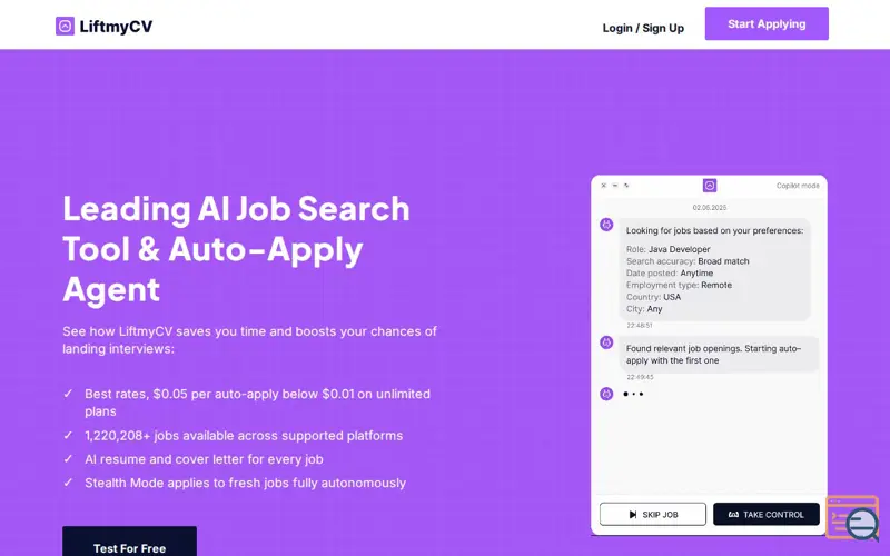 Screenshot of LiftmyCV