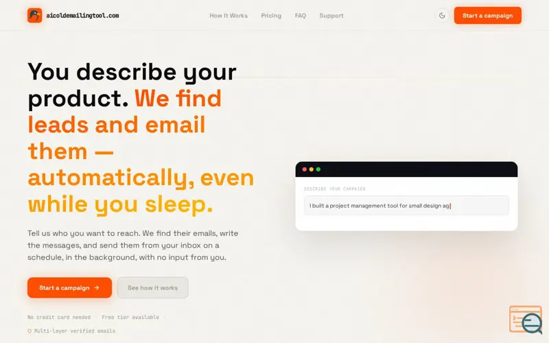 Screenshot of AI Cold Emailing Tool