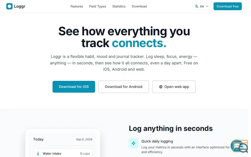 Screenshot of Loggr, a launch using Dream Hosting
