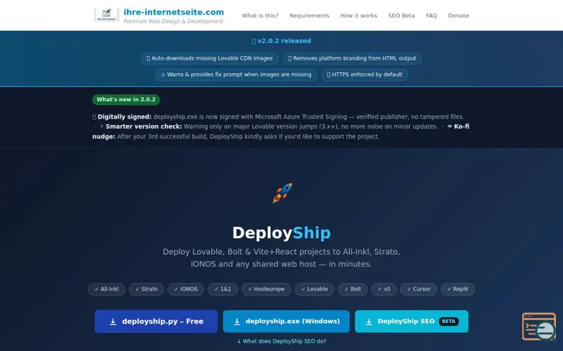 Screenshot of DeployShip